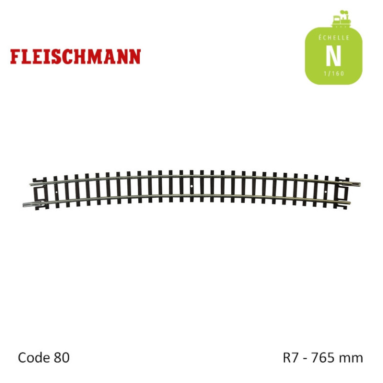 Rail courbe N-Track R7 765mm 12° Code 80 N Fleischmann 22228 - Maketis