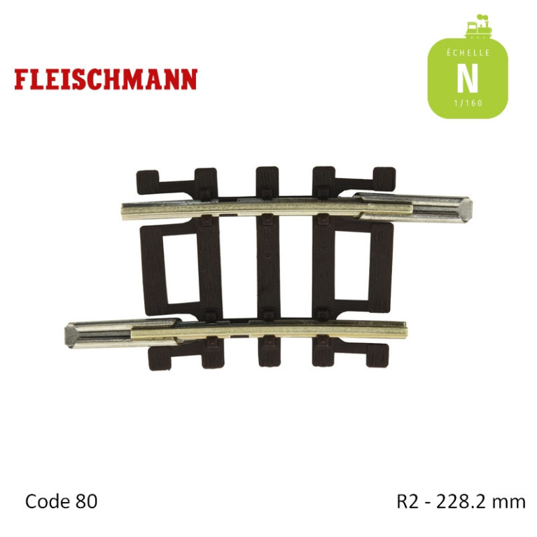 Rail de compensation courbe N-Track R2 228,2mm 6° Code 80 N Fleischmann 22234 - Maketis Rail de compensation courbe N-Track R2 228,2mm 6° Code 80 N Fleischmann 22234 - Maketis