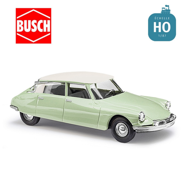Citroën DS 19 vert pâle toit blanc HO Busch 48035 - Maketis