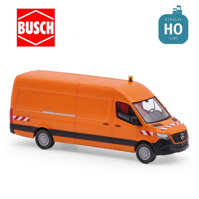 Camionnette longue Mercedes-Benz Sprinter orange HO Busch 52636 - Maketis