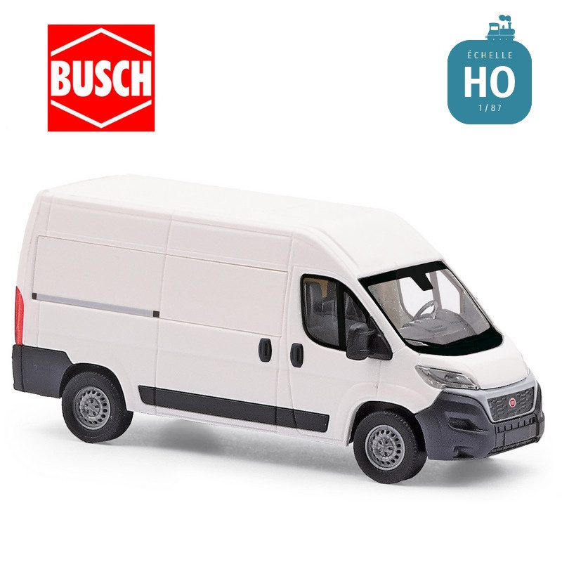Camionnette Fiat Ducato blanc nouveau modèle HO Busch 54600 - Maketis