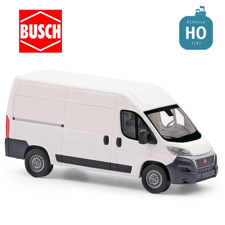 Camionnette Fiat Ducato blanc nouveau modèle HO Busch 54600 - Maketis