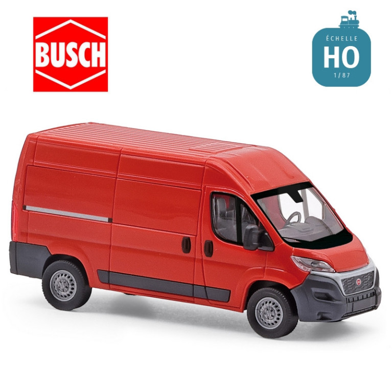 Camionnette Fiat Ducato rouge nouveau modèle HO Busch 54601 - Maketis