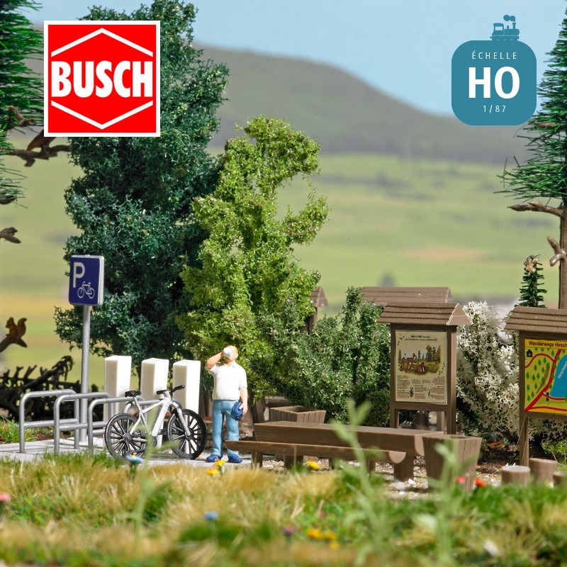 Aire de repos pour cyclistes en nature HO Busch 79824 - Maketis