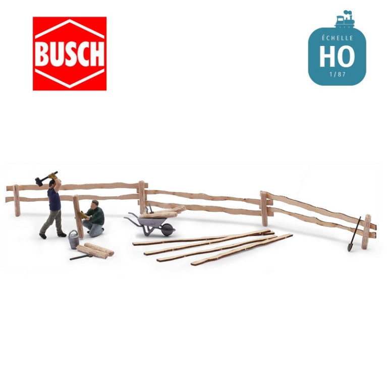 Scène d'installation de clôture de pâturage HO Busch 79853 - Maketis