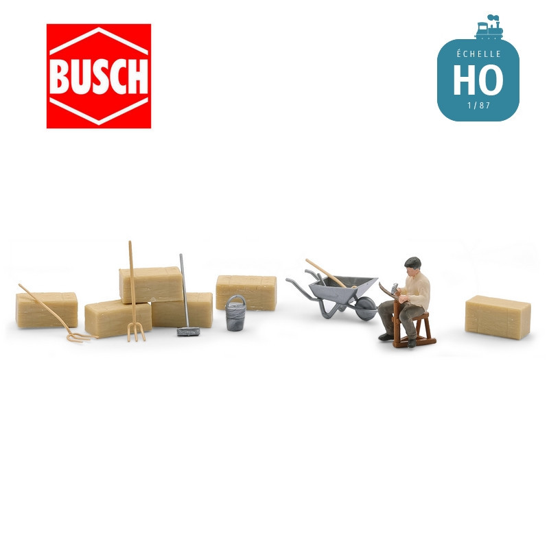 Scène d'aiguisage de faux HO Busch 79854 - Maketis