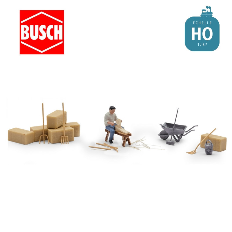 Scène de sculptage de bois HO Busch 79855 - Maketis