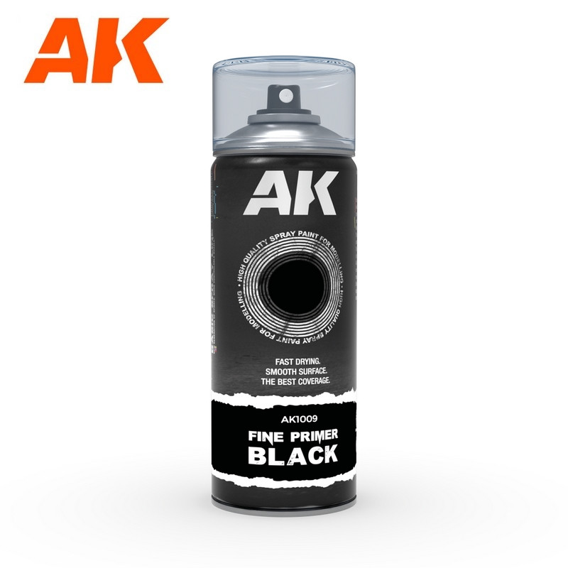 Bombe d'apprêt Noir 400ml (Inclus 2 diffuseurs) AK Interactive AK1009