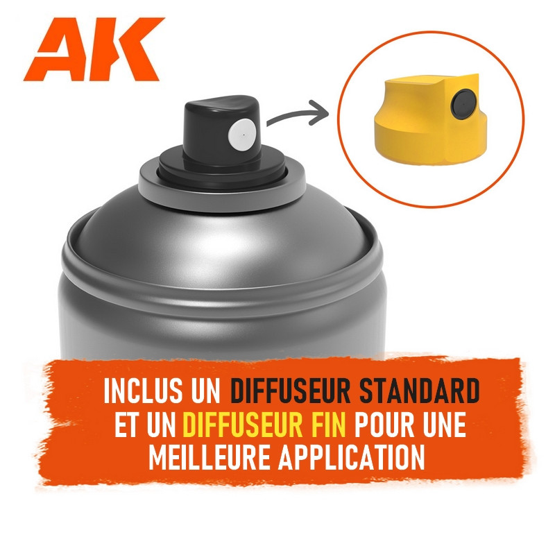Bombe d'apprêt Noir 400ml (Inclus 2 diffuseurs) AK Interactive AK1009