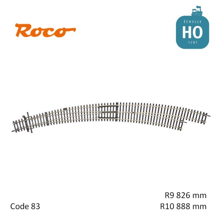 Aiguillage courbe à droite Roco-Line R9/R10 826/888mm 30° Code 83 HO Roco 42477 - Maketis Aiguillage courbe à droite Roco-Line R9/R10 826/888mm 30° Code 83 HO Roco 42477 - Maketis
