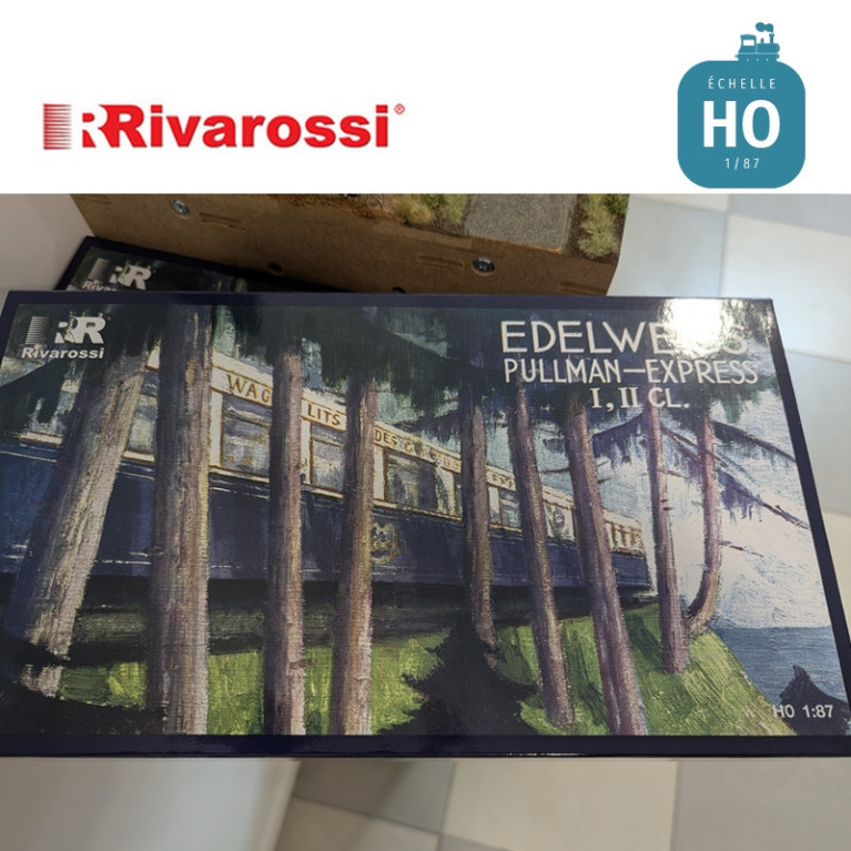 Coffret 3 voitures CIWL "Edelweiss Pullman Express" set 2/2 (DD3, VPC Fleche d'Or + VP Étoile du Nord) Ep II HO Rivarossi HR4391