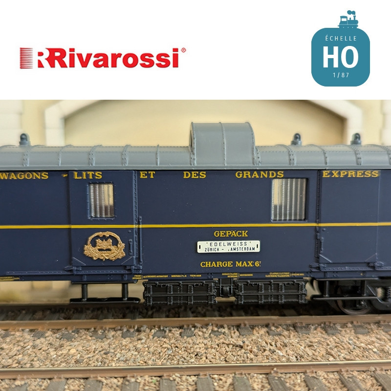 Coffret 3 voitures CIWL "Edelweiss Pullman Express" set 2/2 (DD3, VPC Fleche d'Or + VP Étoile du Nord) Ep II HO Rivarossi HR4391