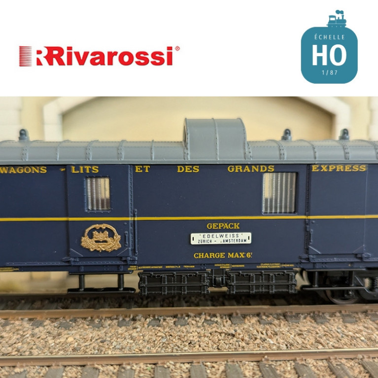 Coffret 3 voitures CIWL "Edelweiss Pullman Express" set 2/2 (DD3, VPC Fleche d'Or + VP Étoile du Nord) Ep II HO Rivarossi HR4391