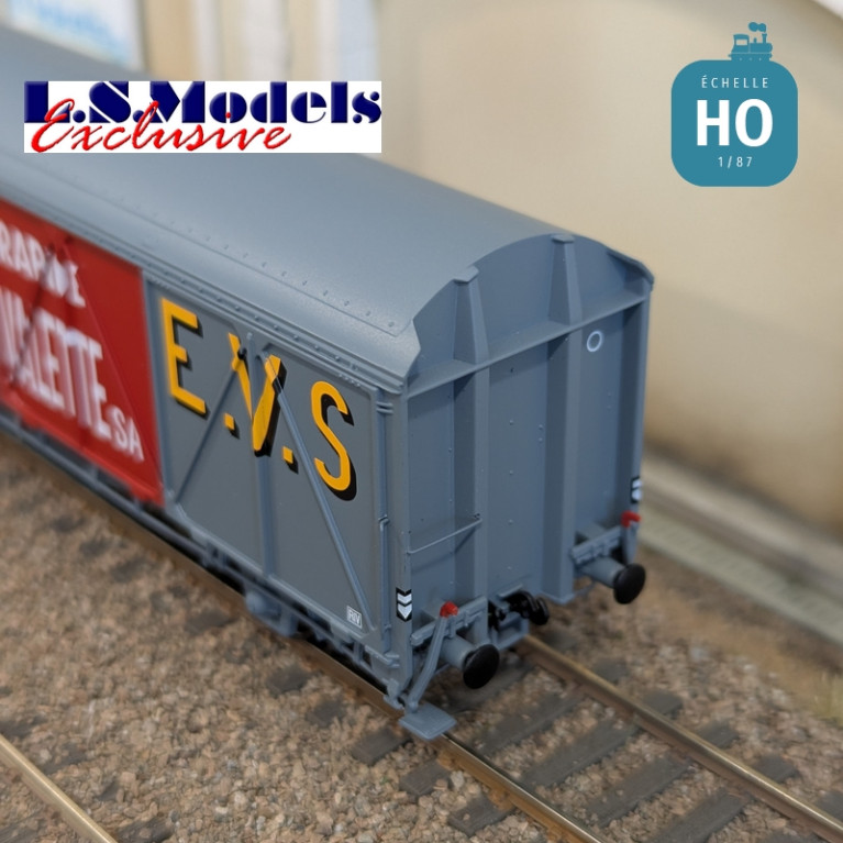 Wagon couvert EVS type Ik gris/rouge LAMBERT & VALETTE toit haut parois renforcées Ep III HO LS Models 30688 - Maketis Wagon couvert EVS type Ik gris/rouge LAMBERT & VALETTE toit haut parois renforcées Ep III HO LS Models 30688 - Maketis