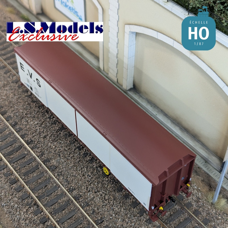 Wagon couvert EVS type Hs blanc/brun parois planes Ep IV HO LS Models 30690 - Maketis