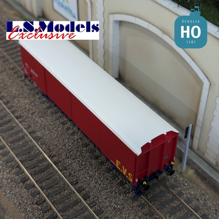 Wagon couvert EVS type Hss rouge/bleu parois planes Ep IV HO LS Models 30691 - Maketis Wagon couvert EVS type Hss rouge/bleu parois planes Ep IV HO LS Models 30691 - Maketis