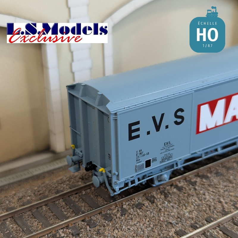 Wagon couvert EVS type Hbis gris MAURO parois planes Ep IV-V HO LS Models 30692 - Maketis