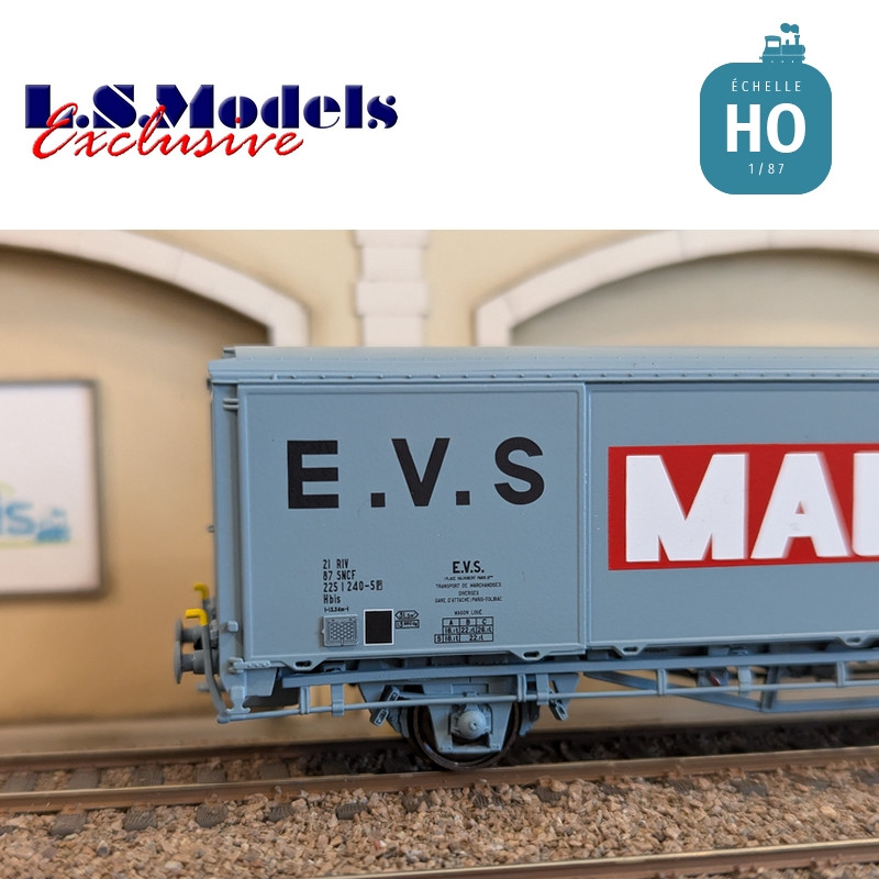 Wagon couvert EVS type Hbis gris MAURO parois planes Ep IV-V HO LS Models 30692 - Maketis