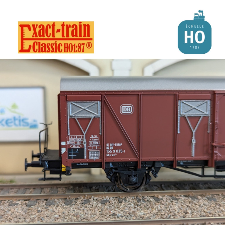 Wagon couvert DB Gbs 254 UV EUROP Ep III HO Exact-Train EX20734 - Maketis