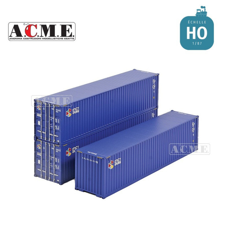 Set de 3 containers HC "CRCT" 40' bleu HO ACME 95042 - Maketis Set de 3 containers HC "CRCT" 40' bleu HO ACME 95042 - Maketis
