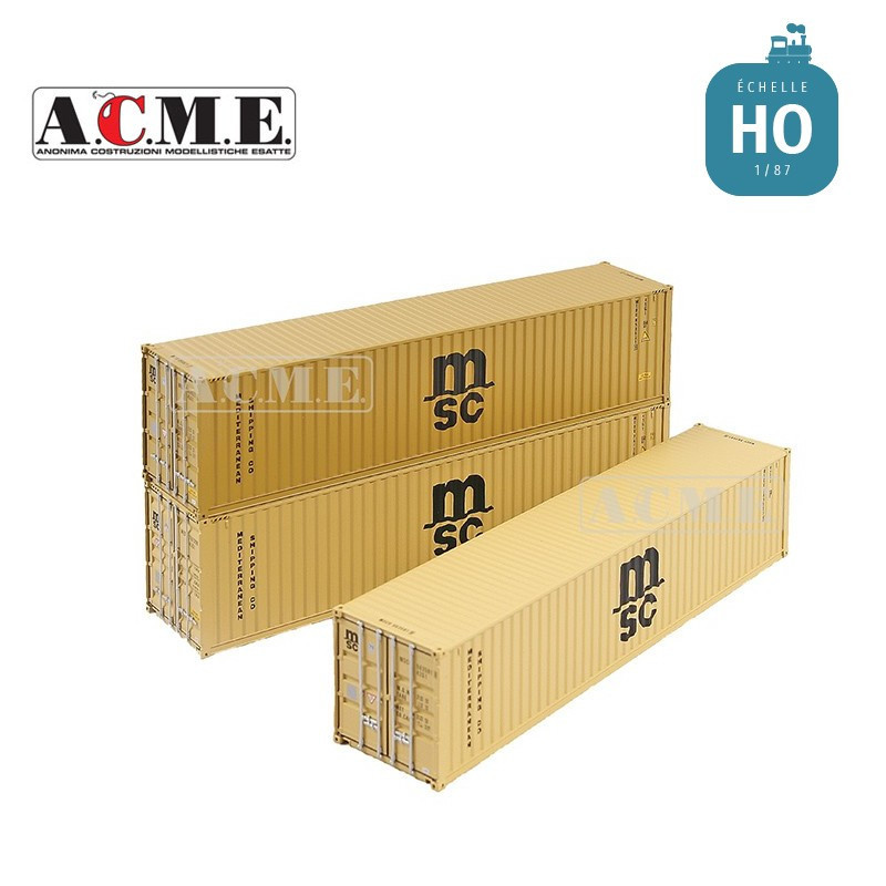 Set de 3 containers 40' MSC jaune HO ACME 95053 - Maketis