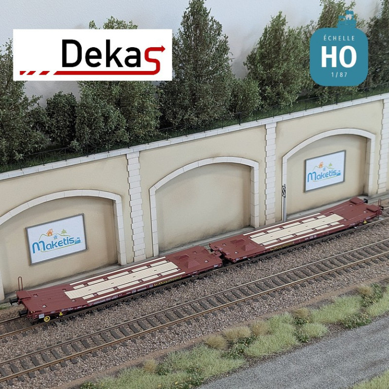 Wagon plat couplé type Laads 800B spécial transport de véhicules DB EP V HO Dekas DK-873101 - Maketis