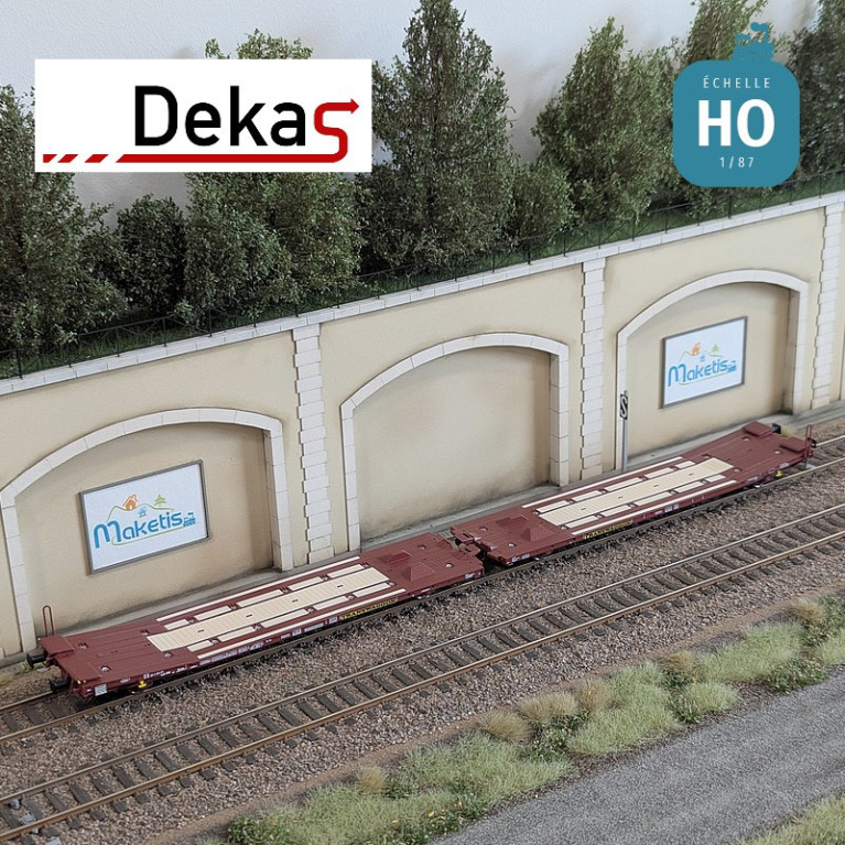 Wagon plat couplé type Laads 800B spécial transport de véhicules DB EP V HO Dekas DK-873102 - Maketis