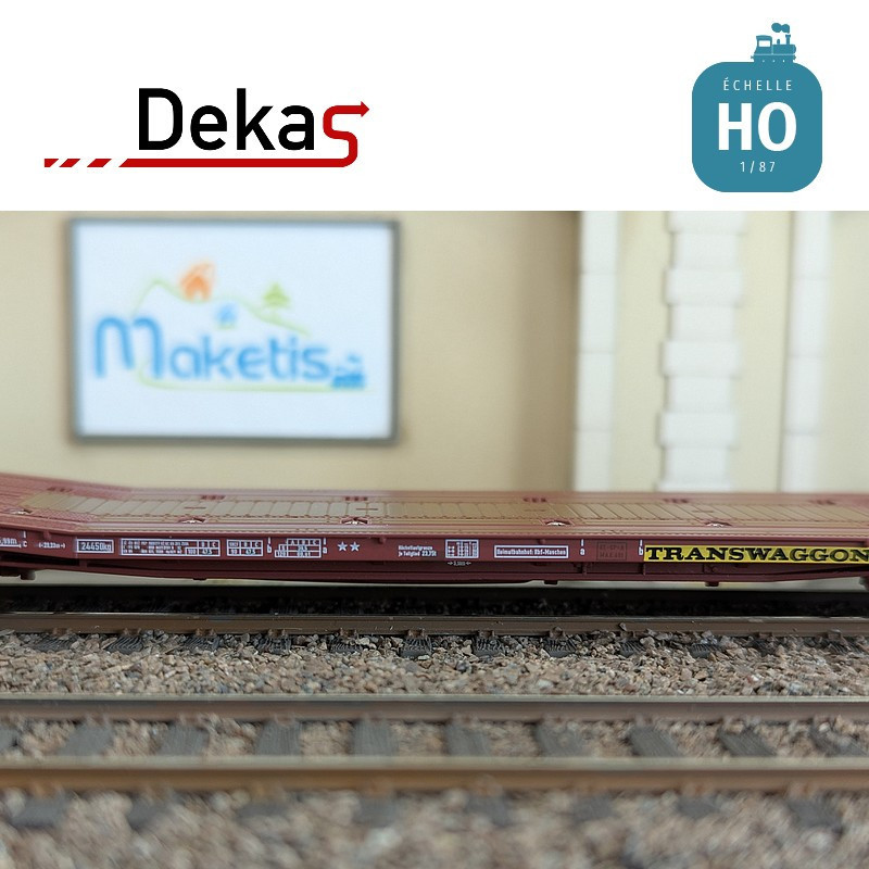 Wagon plat couplé type Laads 800B transport de véhicules tampons jaunes TWA EP VI HO Dekas DK-873107 - Maketis