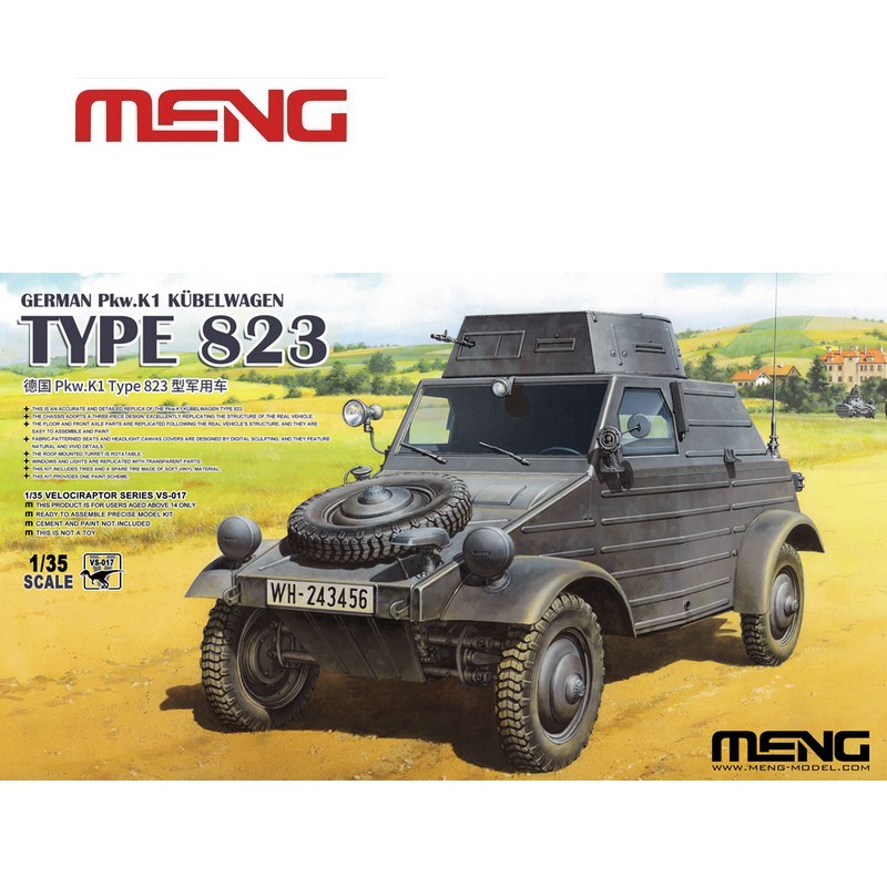 Véhicule militaire allemand Pkw.K1 type 823 Kübelwagen 1/35 Meng-Model VS-017 - Maketis