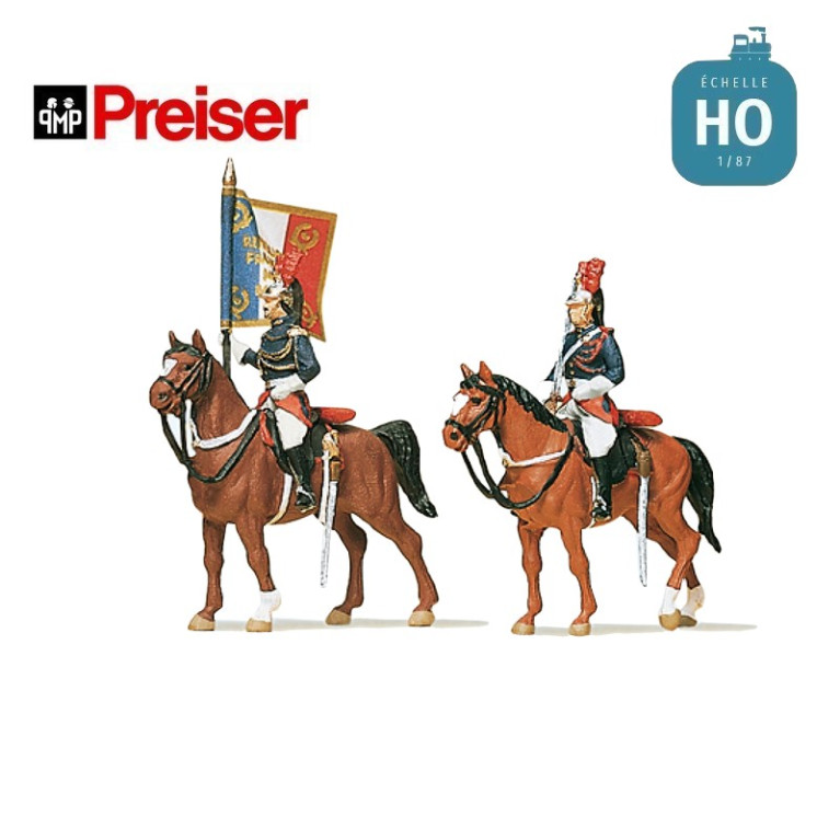 Garde républicaine française (2 pcs) montée HO Preiser 10460 - Maketis