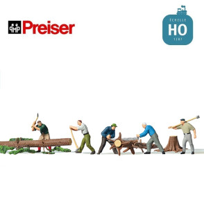Bûcherons et bûches HO Preiser 10495 - Maketis