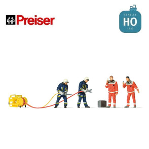 Pompiers et médecins accident de voiture HO Preiser 10625 - Maketis