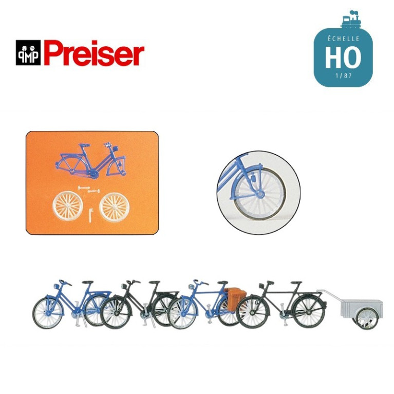Vélos et remorques HO Preiser 17161 - Maketis