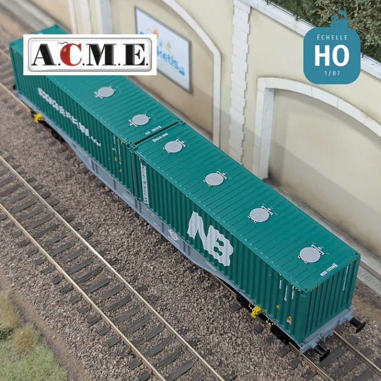 Wagon multimodal type Sgnss 60' ERMEWA avec containers "NB" & "COGEFRIN" EP V-VI HO ACME 40425 - Maketis Wagon multimodal type Sgnss 60' ERMEWA avec containers "NB" & "COGEFRIN" EP V-VI HO ACME 40425 - Maketis