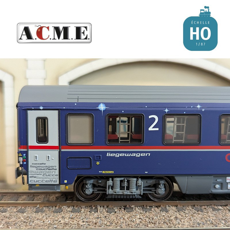 Coffret de 3 voitures couchettes type Bmz Bbcmvz & Bcmz Nightjet OBB EP VI HO ACME 55341 - Maketis
