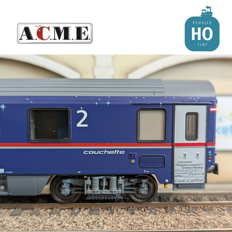 Coffret de 3 voitures couchettes type Bmz Bbcmvz & Bcmz Nightjet OBB EP VI HO ACME 55341 - Maketis