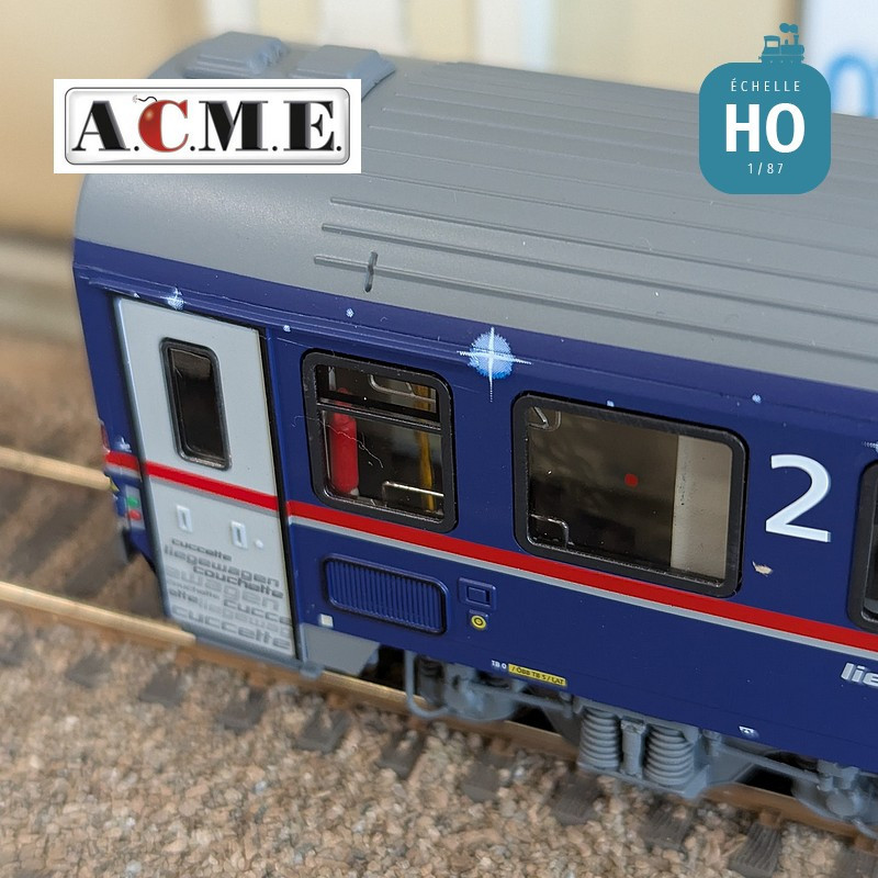 Coffret de 3 voitures couchettes type Bmz Bbcmvz & Bcmz Nightjet OBB EP VI HO ACME 55341 - Maketis