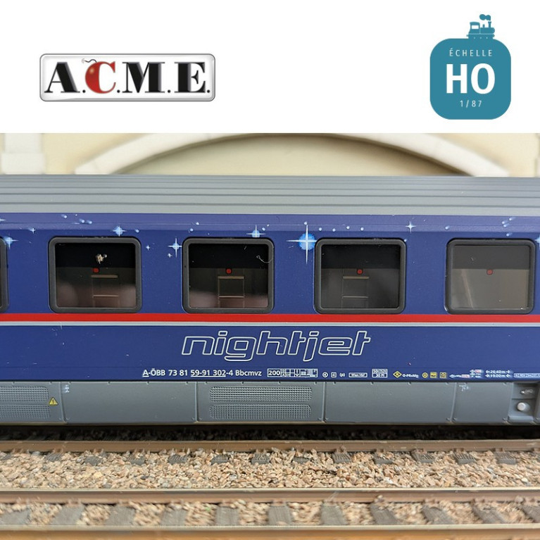 Coffret de 3 voitures couchettes type Bmz Bbcmvz & Bcmz Nightjet OBB EP VI HO ACME 55341 - Maketis Coffret de 3 voitures couchettes type Bmz Bbcmvz & Bcmz Nightjet OBB EP VI HO ACME 55341 - Maketis