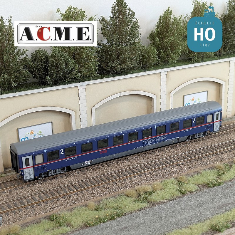 Coffret de 3 voitures couchettes type Bmz Bbcmvz & Bcmz Nightjet OBB EP VI HO ACME 55341 - Maketis