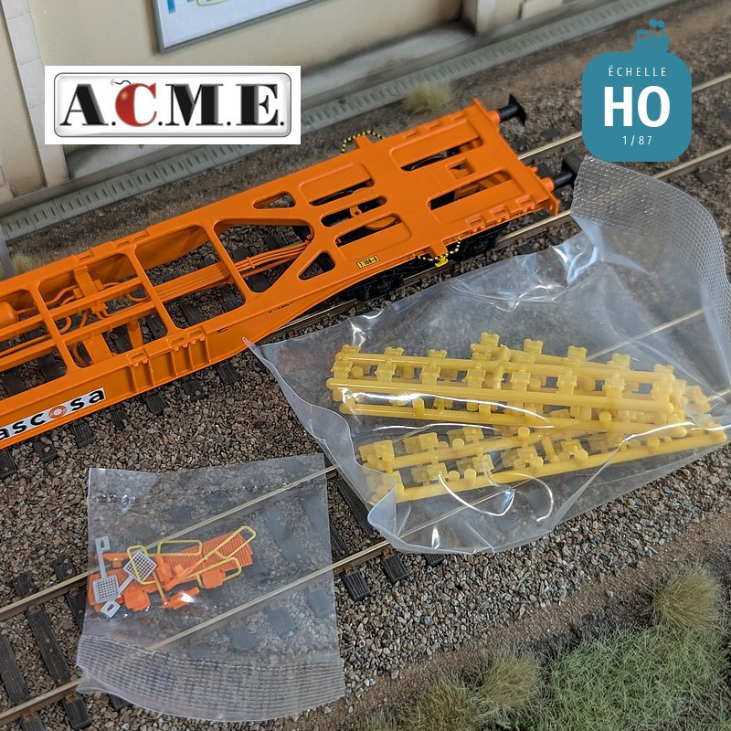 Wagon multimodal articulé type Sggmrss Wascosa 90' avec 2 caisses mobiles EP V-VI HO ACME 40385 - Maketis