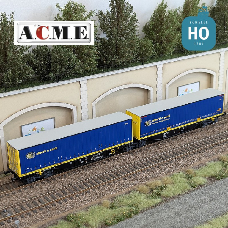 Wagon multimodal articulé type Sggmrss GTS 90' avec 2 caisses mobiles EP V-VI HO ACME 40384 - Maketis Wagon multimodal articulé type Sggmrss GTS 90' avec 2 caisses mobiles EP V-VI HO ACME 40384 - Maketis