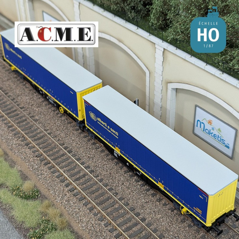Wagon multimodal articulé type Sggmrss GTS 90' avec 2 caisses mobiles EP V-VI HO ACME 40384 - Maketis Wagon multimodal articulé type Sggmrss GTS 90' avec 2 caisses mobiles EP V-VI HO ACME 40384 - Maketis