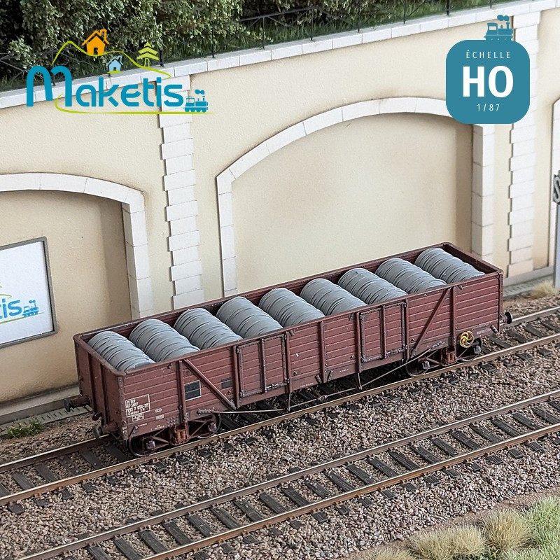 Verladen von Stahlseilrollen für offenen Güterwagen TP REE HO Maketis 5520 - Maketis