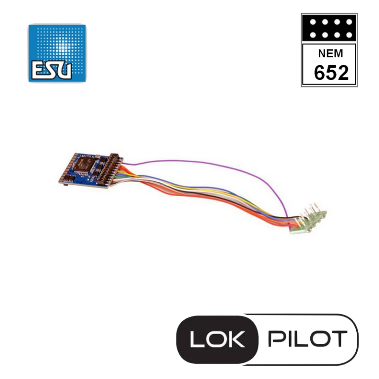 Décodeur LokPilot V5.0 DCC 8 broches NEM652 ESU 59620 - Maketis Décodeur LokPilot V5.0 DCC 8 broches NEM652 ESU 59620 - Maketis