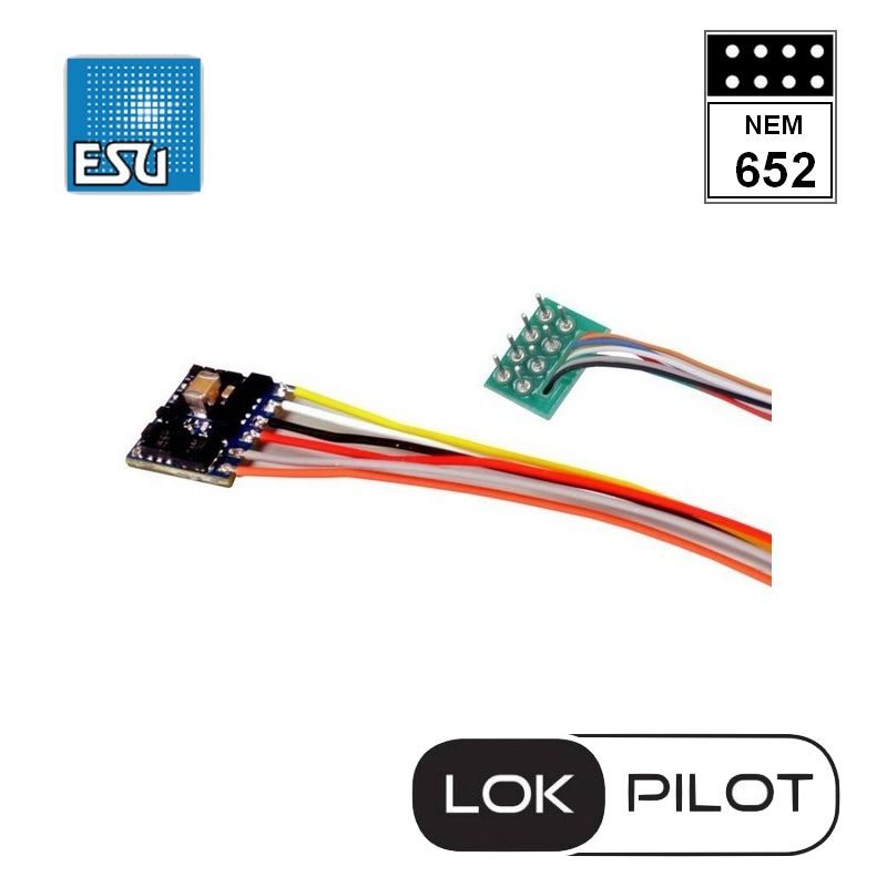 Décodeur LokPilot micro V5.0 DCC 8 broches NEM652 ESU 59820 - Maketis