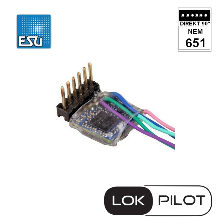 Décodeur LokPilot micro V5.0 DCC 6 Broches Direkt 90 degrés ESU 59857 - Maketis Décodeur LokPilot micro V5.0 DCC 6 Broches Direkt 90 degrés ESU 59857 - Maketis