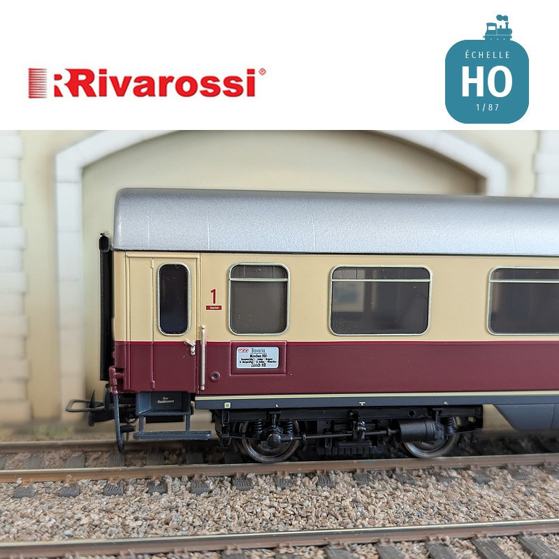 Coffret 3 voitures "TEE Bavaria" (1 x Apmz, 1 x Avmz et 1 xARDm) DB Ep IV HO Rivarossi HR4373 - Maketis