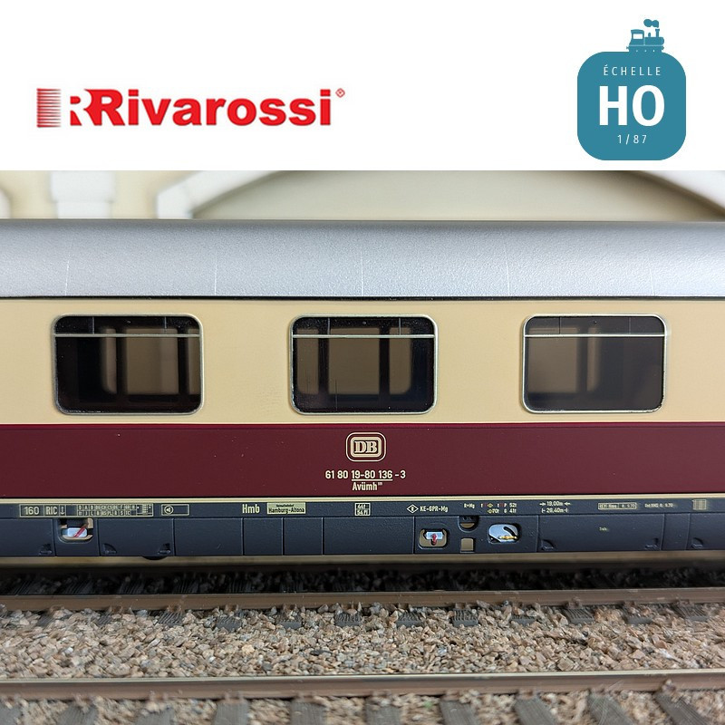 Coffret 3 voitures "TEE Bavaria" (1 x Apmz, 1 x Avmz et 1 xARDm) DB Ep IV HO Rivarossi HR4373 - Maketis