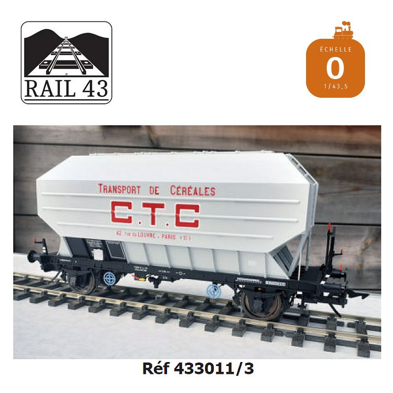 Wagon céréalier B. Richard CTC gris clair boite d'essieux OCEM SNCF Ep III O Rail 43 433011/3 - Maketis