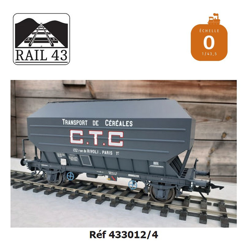 Wagon céréalier B. Richard CTC gris foncé boite d'essieux OCEM SNCF Ep IV O Rail 43 433012/4 - Maketis